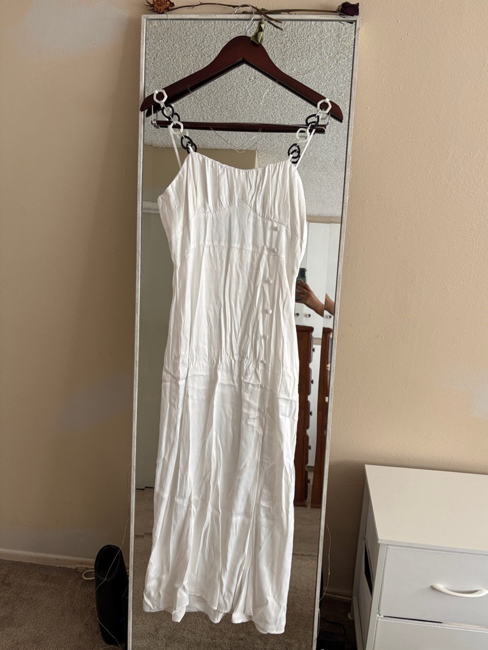 Zara White Maxi Dress with Ring-Detail Straps